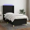 Image de Sommier À Lattes De Lit Matelas Et Led Noir 90x190 Cm Tissu Vidaxl