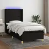 Image de Sommier À Lattes De Lit Matelas Et Led Noir 90x200 Cm Tissu Vidaxl