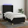 Image de Sommier    Lattes De Lit Matelas Et Led Noir 100x200 Cm Tissu Vidaxl