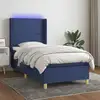 Image de Sommier À Lattes De Lit Matelas Et Led Bleu 100x200 Cm Tissu Vidaxl