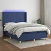 Image de Sommier À Lattes De Lit Matelas Et Led Bleu 140x190 Cm Tissu Vidaxl