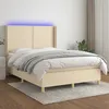 Image de Sommier À Lattes De Lit Matelas Et Led Crème 140x200 Cm Tissu Vidaxl
