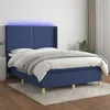 Image de Sommier À Lattes De Lit Matelas Et Led Bleu 140x200 Cm Tissu Vidaxl