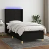 Image de Sommier À Lattes De Lit Matelas Et Led Noir 90x190 Cm Tissu Vidaxl