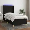 Image de Sommier À Lattes De Lit Matelas Et Led Noir 100x200 Cm Tissu Vidaxl