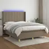 Image de Sommier À Lattes De Lit Matelas Et Led Taupe 140x190 Cm Tissu Vidaxl