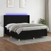 Image de Sommier À Lattes De Lit Matelas Et Led Noir 160x200 Cm Tissu Vidaxl