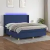 Image de Sommier À Lattes De Lit Matelas Et Led Bleu 180x200 Cm Tissu Vidaxl