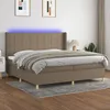 Image de Sommier À Lattes De Lit Matelas Et Led Taupe 200x200 Cm Tissu Vidaxl