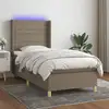 Image de Sommier À Lattes De Lit Matelas Et Led Taupe 90x200 Cm Tissu Vidaxl