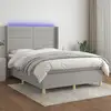 Image de Sommier À Lattes De Lit Matelas Led Gris Clair 140x190 Cm Tissu Vidaxl