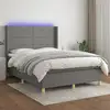 Image de Sommier À Lattes De Lit Matelas Led Gris Foncé 140x190 Cm Tissu Vidaxl