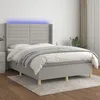 Image de Sommier À Lattes De Lit Matelas Led Gris Clair 140x200 Cm Tissu Vidaxl