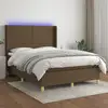 Image de Sommier À Lattes De Lit Matelas Et Led Marron Foncé 140x200 Cm Vidaxl
