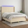 Image de Sommier À Lattes De Lit Matelas Et Led Crème 140x200 Cm Tissu Vidaxl