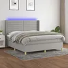 Image de Sommier À Lattes De Lit Matelas Led Gris Clair 160x200 Cm Tissu Vidaxl