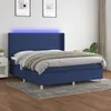 Image de Sommier À Lattes De Lit Matelas Et Led Bleu 160x200 Cm Tissu Vidaxl