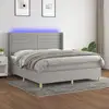 Image de Sommier À Lattes De Lit Matelas Led Gris Clair 180x200 Cm Tissu Vidaxl