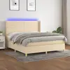 Image de Sommier À Lattes De Lit Matelas Et Led Crème 180x200 Cm Tissu Vidaxl