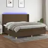 Image de Sommier À Lattes De Lit Matelas Et Led Marron Foncé 200x200 Cm Vidaxl