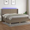 Image de Sommier À Lattes De Lit Matelas Et Led Taupe 200x200 Cm Tissu Vidaxl