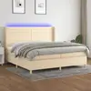 Image de Sommier À Lattes De Lit Matelas Et Led Crème 200x200 Cm Tissu Vidaxl