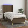 Image de Sommier À Lattes De Lit Matelas Led Marron Foncé 80x200cm Tissu Vidaxl
