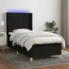 Image de Sommier À Lattes De Lit Matelas Et Led Noir 90x190 Cm Tissu Vidaxl