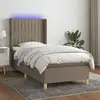 Image de Sommier À Lattes De Lit Matelas Et Led Taupe 90x200 Cm Tissu Vidaxl