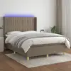 Image de Sommier À Lattes De Lit Matelas Et Led Taupe 140x190 Cm Tissu Vidaxl