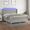 Image de Sommier À Lattes De Lit Matelas Led Gris Clair 160x200 Cm Tissu Vidaxl
