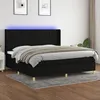 Image de Sommier À Lattes De Lit Matelas Et Led Noir 200x200 Cm Tissu Vidaxl