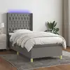 Image de Sommier À Lattes De Lit Matelas Led Gris Foncé 80x200cm Tissu Vidaxl