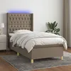 Image de Sommier À Lattes De Lit Matelas Et Led Taupe 80x200cm Tissu Vidaxl