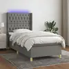 Image de Sommier À Lattes De Lit Matelas Led Gris Foncé 90x190cm Tissu Vidaxl