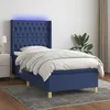 Image de Sommier À Lattes De Lit Matelas Et Led Bleu 90x190 Cm Tissu Vidaxl
