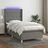 Image de Sommier À Lattes De Lit Matelas Led Gris Foncé 90x200cm Tissu Vidaxl