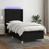 Image de Sommier À Lattes De Lit Matelas Et Led Noir 100x200 Cm Tissu Vidaxl