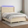 Image de Sommier À Lattes De Lit Matelas Et Led Crème 140x190 Cm Tissu Vidaxl