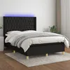 Image de Sommier À Lattes De Lit Matelas Et Led Noir 140x200 Cm Tissu Vidaxl