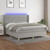 Image de Sommier À Lattes De Lit Matelas Led Gris Clair 160x200 Cm Tissu Vidaxl