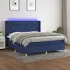 Image de Sommier À Lattes De Lit Matelas Et Led Bleu 180x200 Cm Tissu Vidaxl