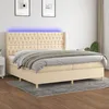 Image de Sommier À Lattes De Lit Matelas Et Led Crème 200x200 Cm Tissu Vidaxl