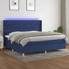 Image de Sommier À Lattes De Lit Matelas Et Led Bleu 200x200 Cm Tissu Vidaxl