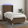 Image de Sommier À Lattes De Lit Matelas Led Marron Foncé 90x190cm Tissu Vidaxl