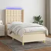 Image de Sommier À Lattes De Lit Matelas Et Led Crème 90x190 Cm Tissu Vidaxl