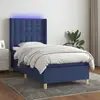 Image de Sommier À Lattes De Lit Matelas Et Led Bleu 90x200 Cm Tissu Vidaxl