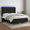 Image de Sommier À Lattes De Lit Matelas Et Led Noir 140x190 Cm Tissu Vidaxl