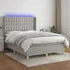 Image de Sommier À Lattes De Lit Matelas Led Gris Clair 140x200 Cm Tissu Vidaxl