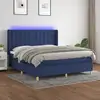 Image de Sommier À Lattes De Lit Matelas Et Led Bleu 160x200 Cm Tissu Vidaxl